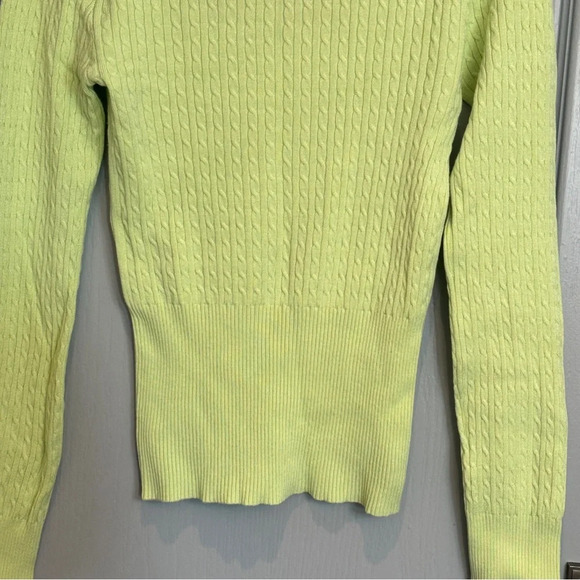 VTG Guess Y2K Knit Sweater Sz M Green Preppy Brat 90s Bodycon Wide Neck Pullover - Picture 8 of 10
